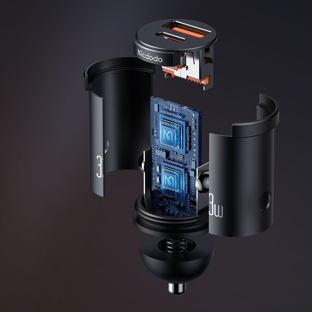 Φορτιστής Αυτοκινήτου McDodo CC-2320 Cool, 33W, 3A, 1 x USB-A - 1 x USB-C, Μαύρο