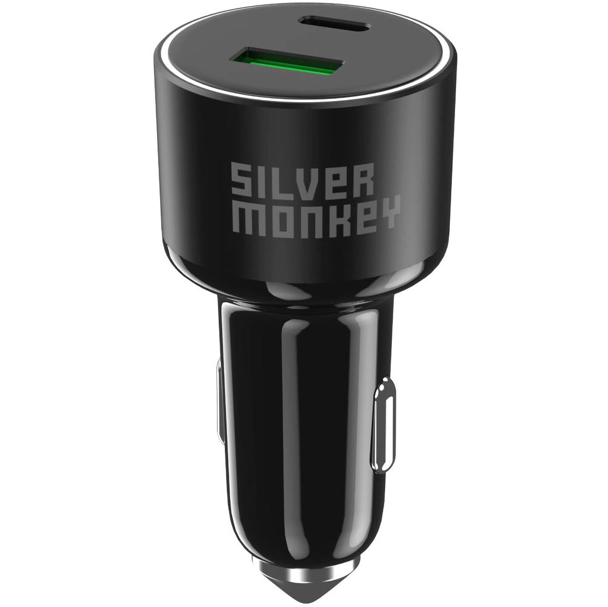 Φορτιστής αυτοκινήτου Silver Monkey SMA014, 100W, 3A, 1 x USB-A - 1 x USB-C, Μαύρο