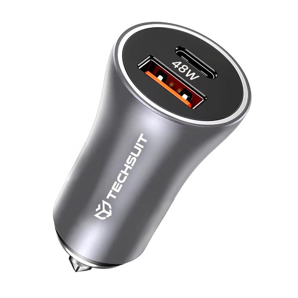 Φορτιστής Αυτοκινήτου Techsuit C3 RescueVolt, 48W, 3A, 1 x USB-A - 1 x USB-C, Γκρι