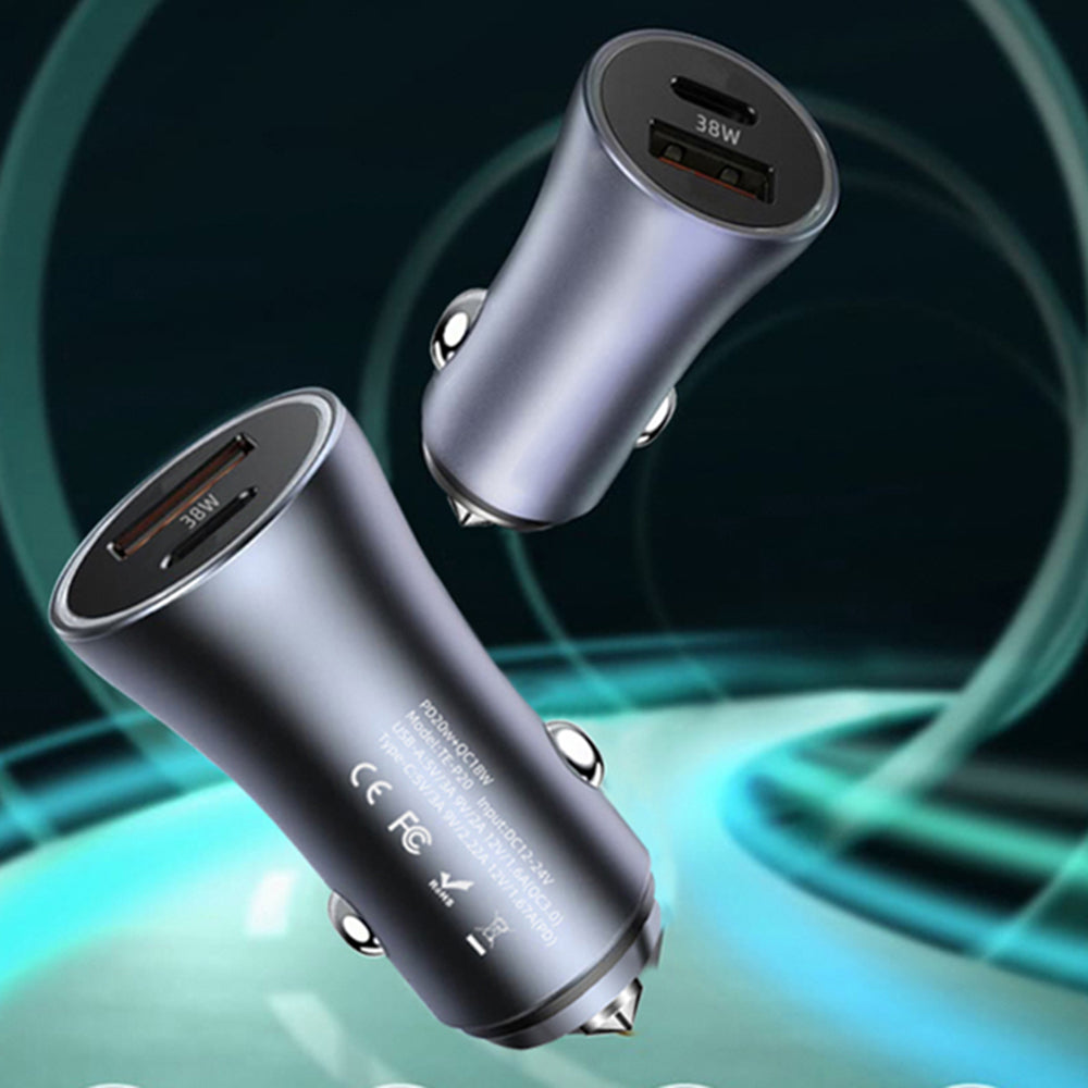 Φορτιστής Αυτοκινήτου Techsuit C3 RescueVolt, 48W, 3A, 1 x USB-A - 1 x USB-C, Γκρι