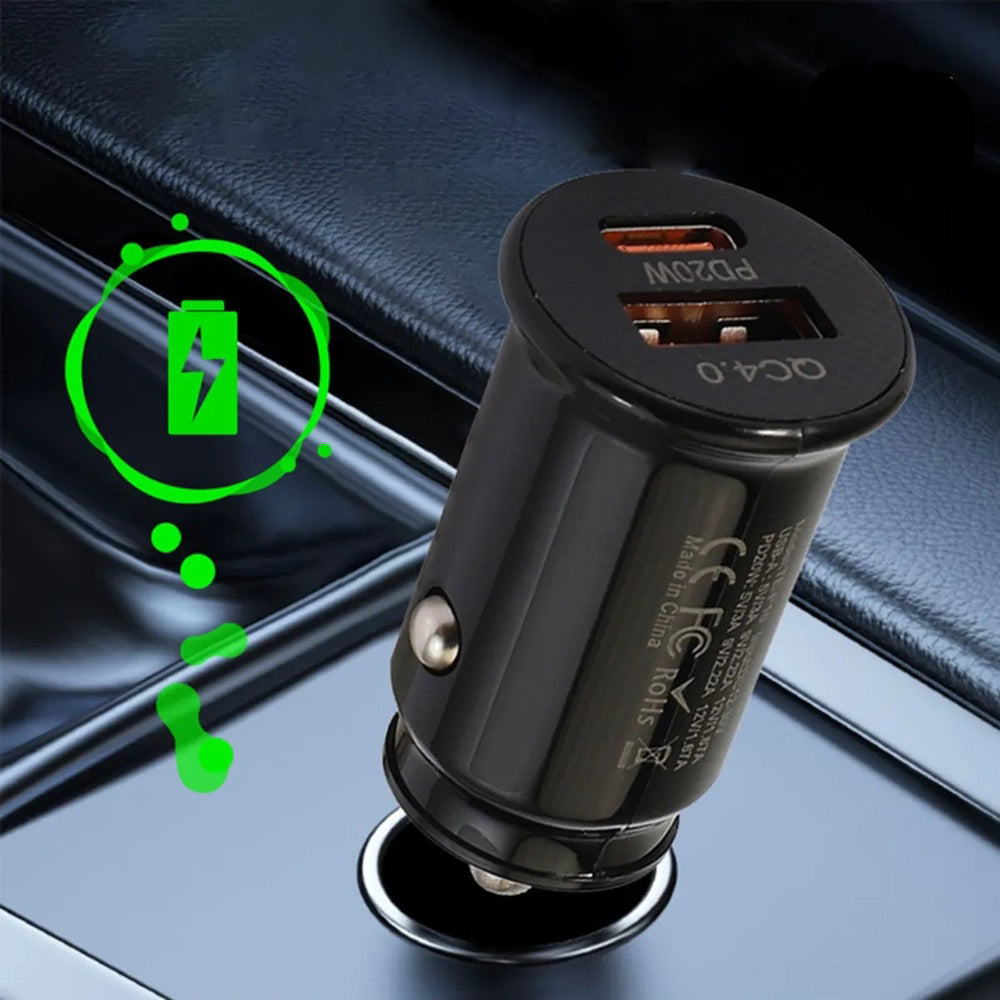 Φορτιστής Αυτοκινήτου Techsuit C4 MiniFuseX, 20W, 3A, 1 x USB-A - 1 x USB-C, Μαύρο