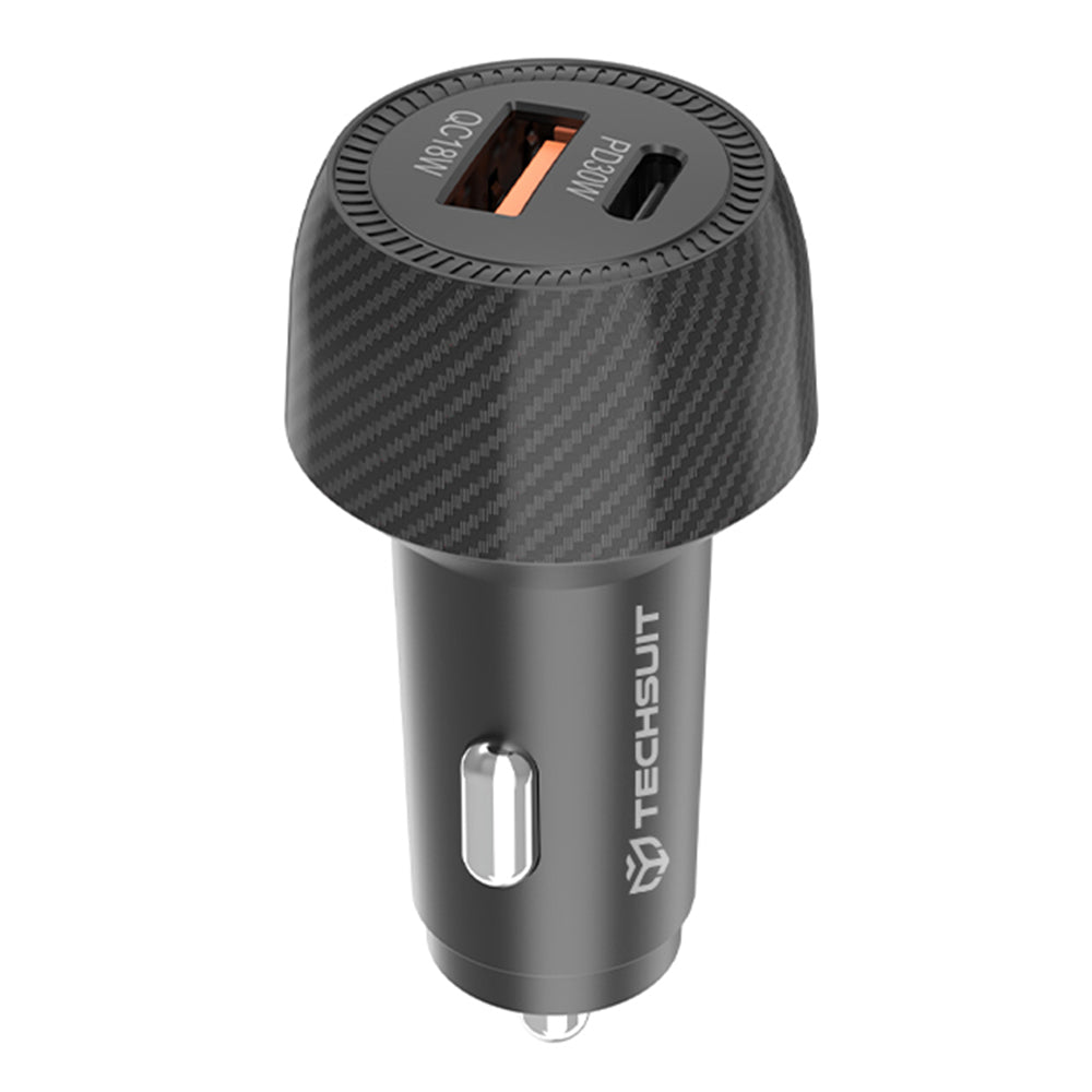 Φορτιστής Αυτοκινήτου Techsuit C7 CarbonVolt, 48W, 3A, 1 x USB-A - 1 x USB-C, Μαύρο