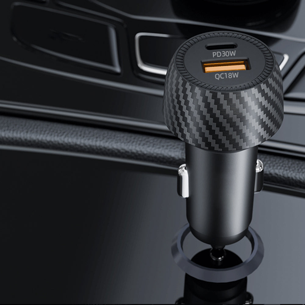 Φορτιστής Αυτοκινήτου Techsuit C7 CarbonVolt, 48W, 3A, 1 x USB-A - 1 x USB-C, Μαύρο