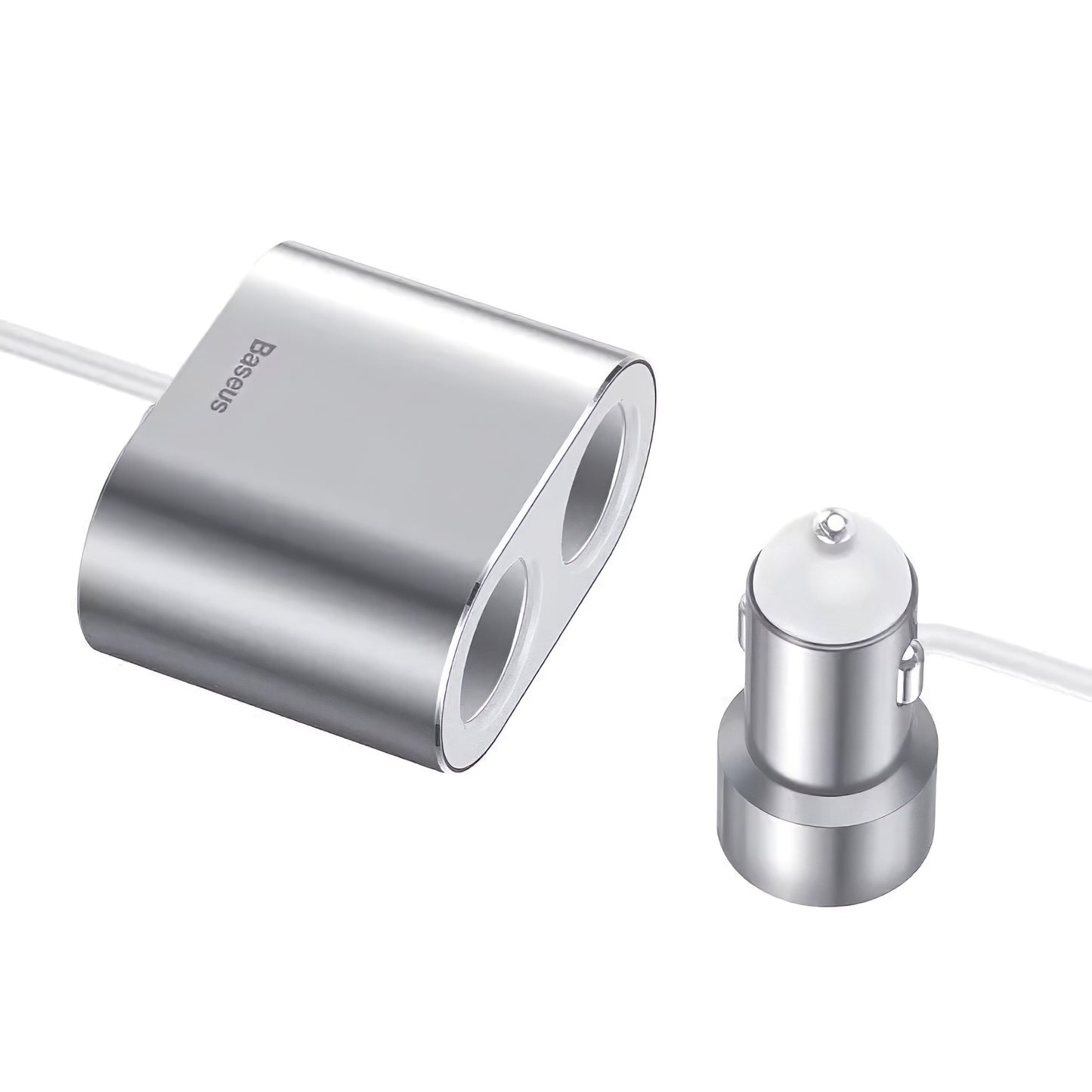 Baseus High Efficiency Car Charger, 95W, 2.1A, 2 x Cigarette Lighter Extension - 2 x USB-A, Silver CRDYQ-0S CRDYQ-0S