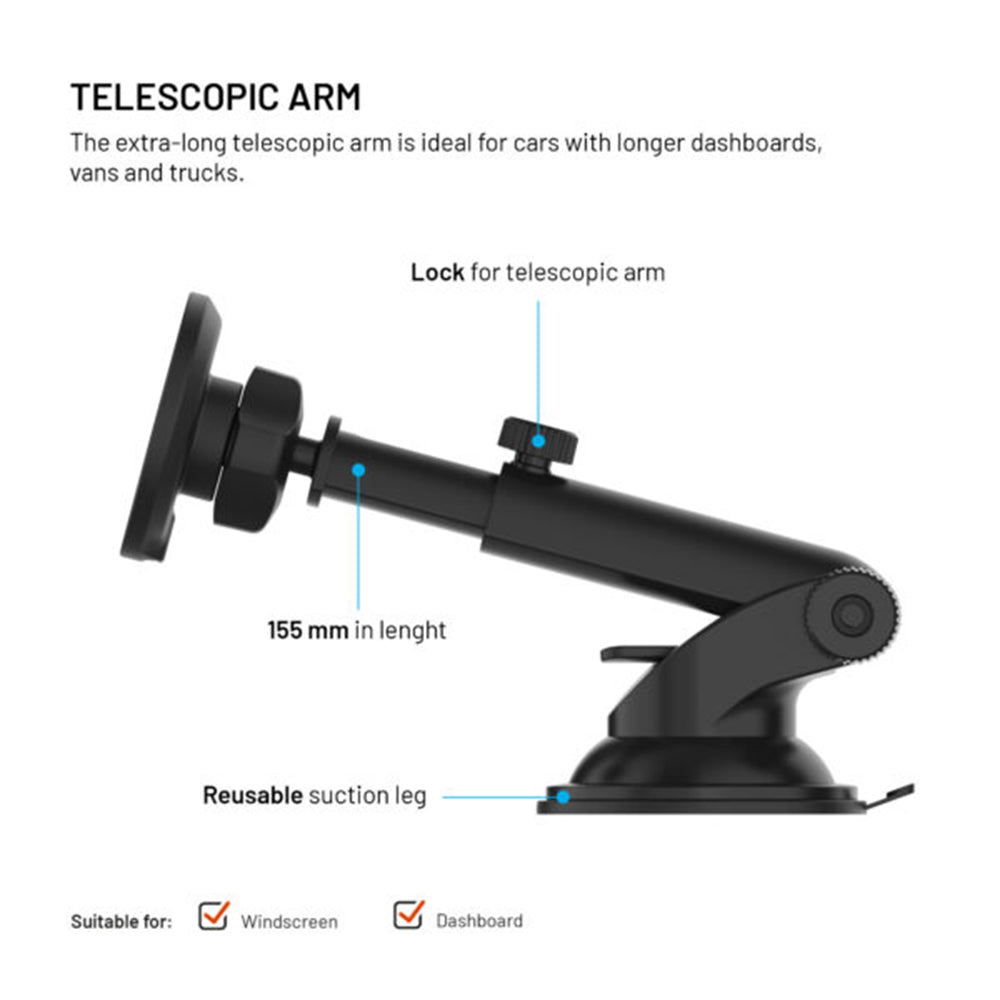 Ασύρματος Φορτιστής Αυτοκινήτου Fixed MagRound 2 XL, 15W, 1.67A, Μαύρο