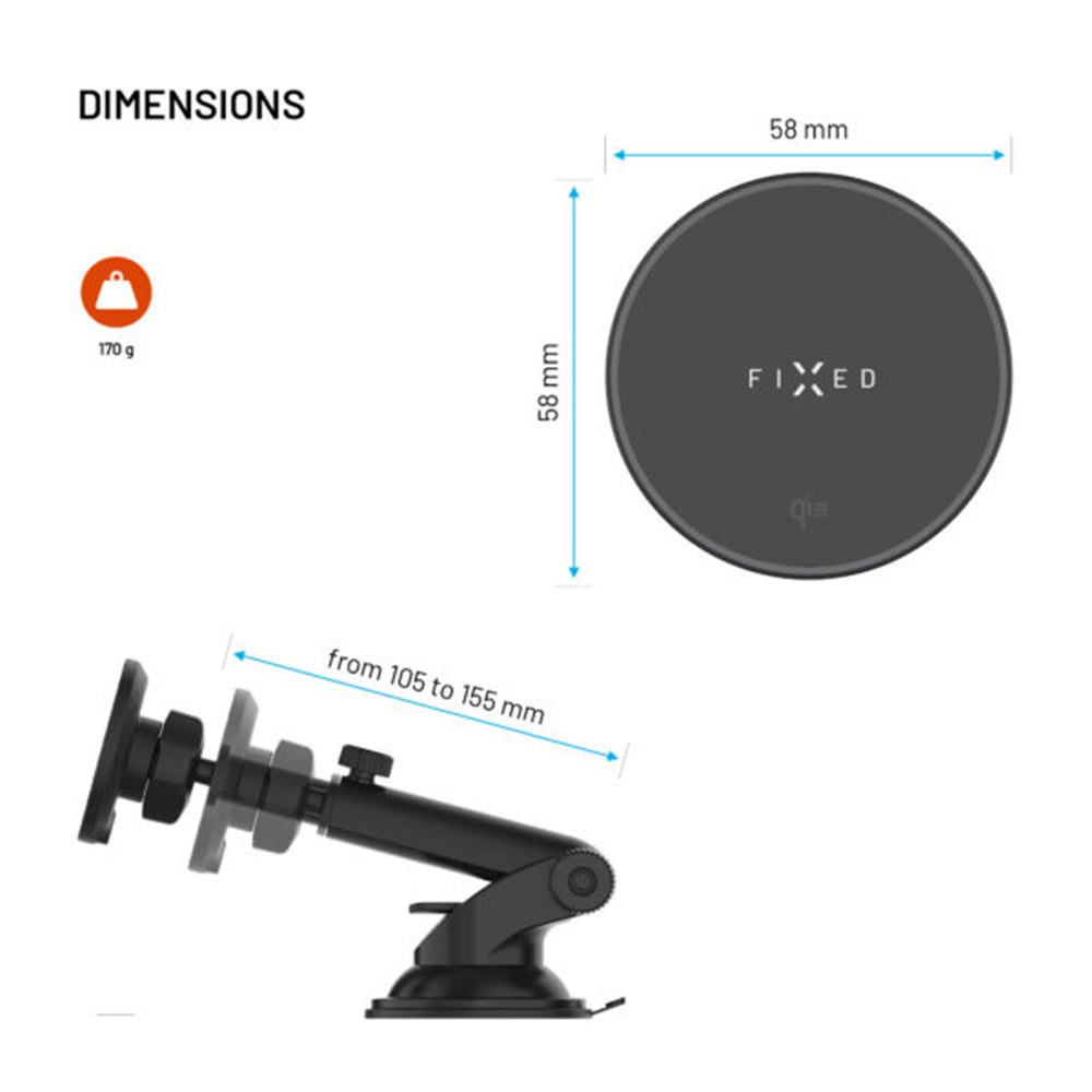 Ασύρματος Φορτιστής Αυτοκινήτου Fixed MagRound 2 XL, 15W, 1.67A, Μαύρο