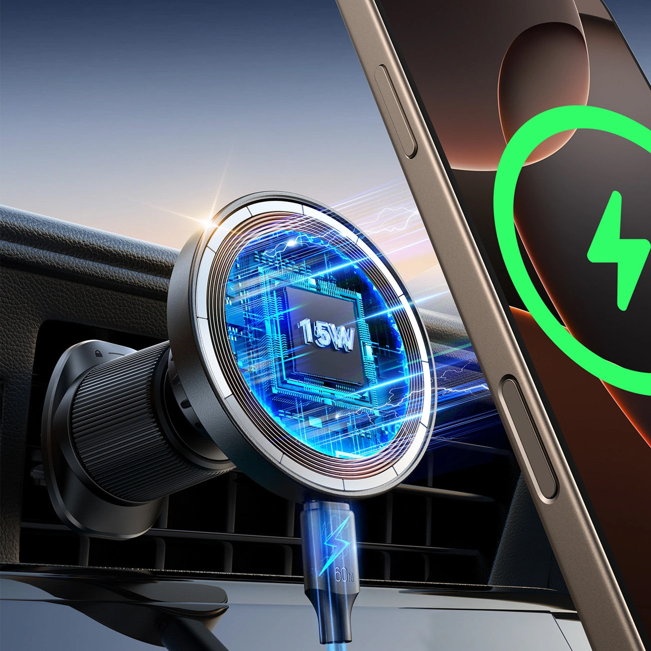 Ασύρματος Φορτιστής Αυτοκινήτου Joyroom JR-ZS502, 15W, 1.67A, Μαύρο