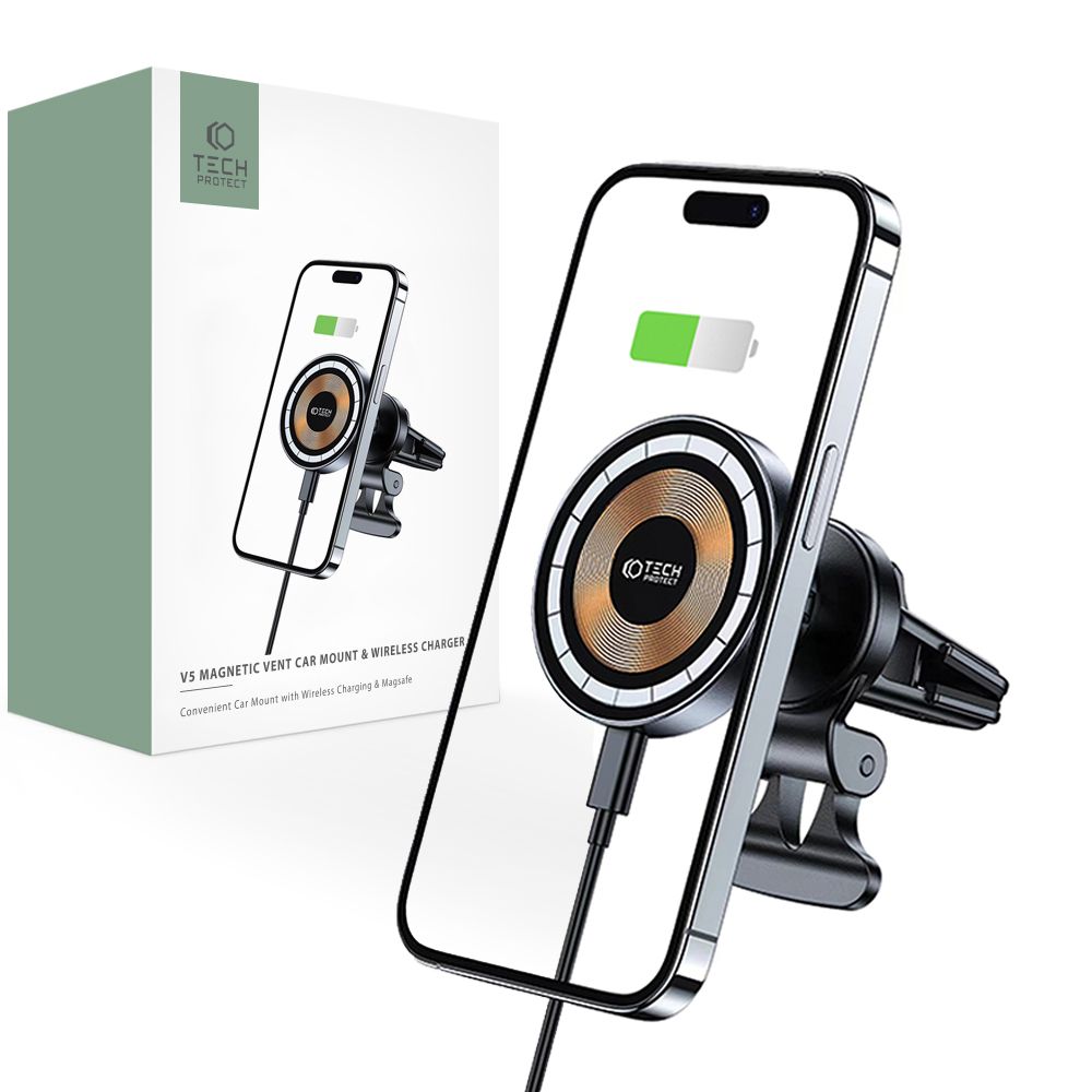 Tech-Protect V5 Ασύρματος φορτιστής αυτοκινήτου, 15W, 1.67A, Μαύρο