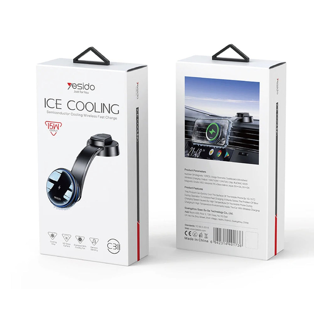 Ασύρματος Φορτιστής Αυτοκινήτου Yesido C311, 15W, 1.67A, Μαύρο