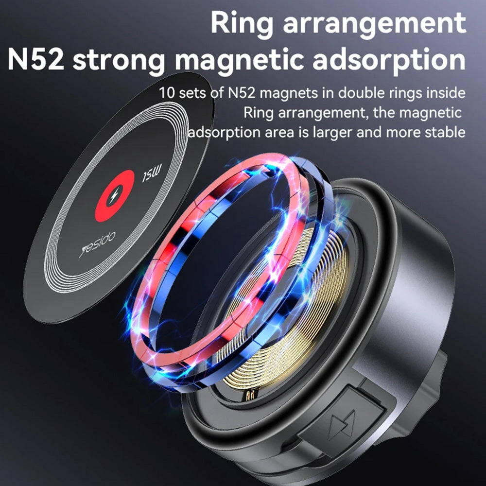 Ασύρματος Φορτιστής Αυτοκινήτου Yesido C314, 15W, 1.67A, Μαύρο