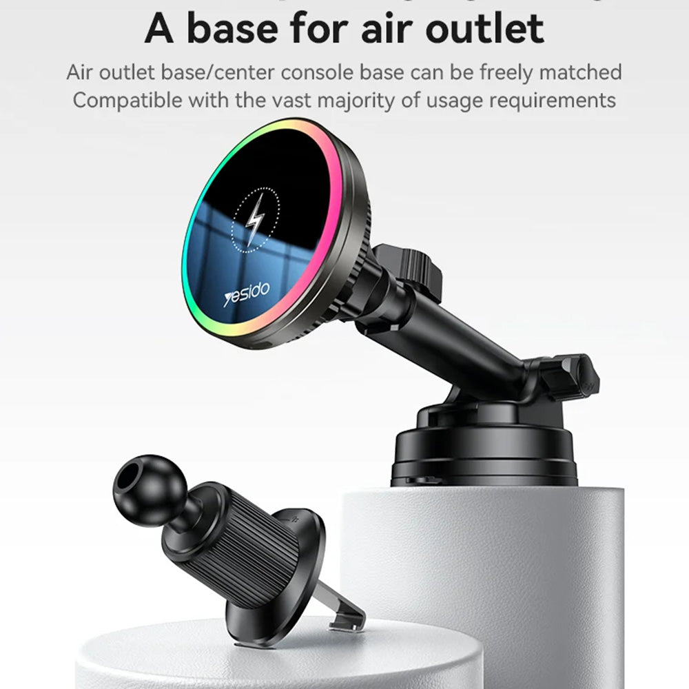 Ασύρματος Φορτιστής Αυτοκινήτου Yesido C315, 15W, 1.67A, Μαύρο