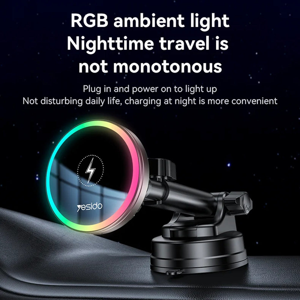 Ασύρματος Φορτιστής Αυτοκινήτου Yesido C315, 15W, 1.67A, Μαύρο