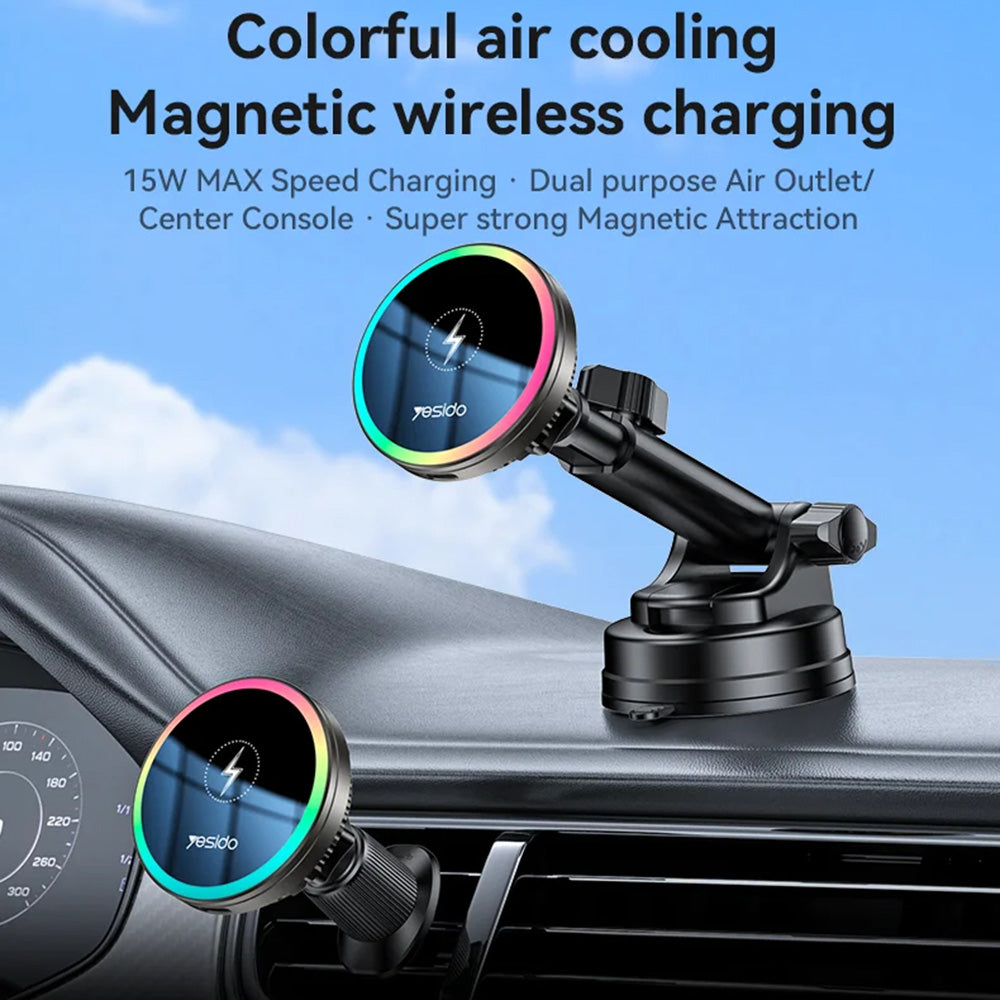 Ασύρματος Φορτιστής Αυτοκινήτου Yesido C315, 15W, 1.67A, Μαύρο