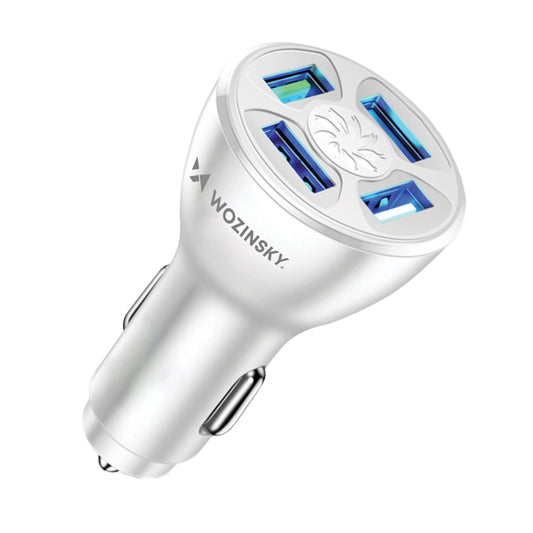 Φορτιστής αυτοκινήτου WZK WCCAW, 50W, 3A, 4 x USB-A, Λευκό