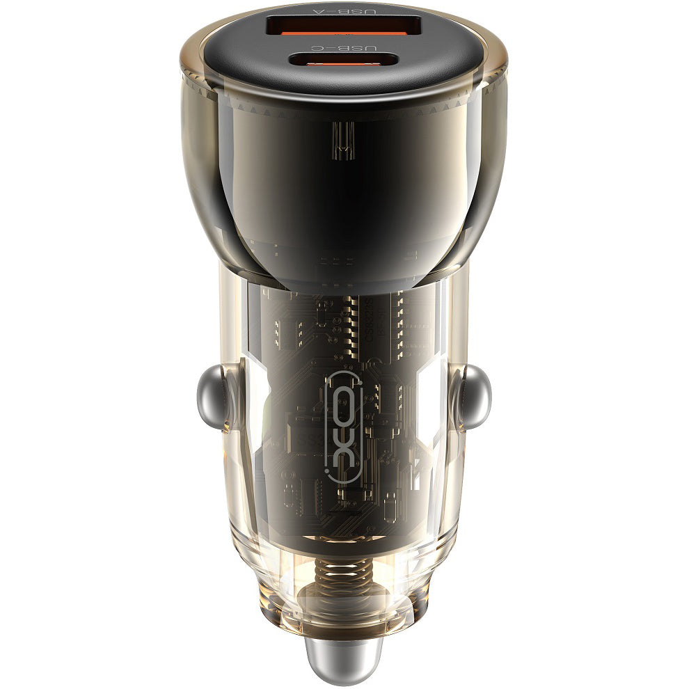 Φορτιστής αυτοκινήτου XO Design CC60, 60W, 3A, 1 x USB-A - 1 x USB-C, Μαύρο