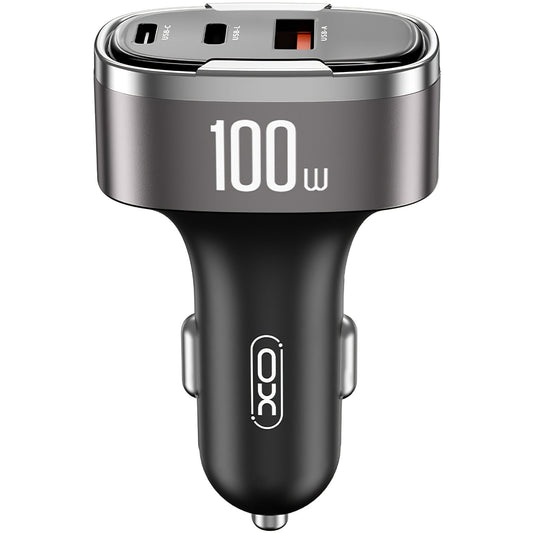 Φορτιστής Αυτοκινήτου XO Design CC61, 100W, 3A, 1 x Lightning - 1 x USB-A - 1 x USB-C, Γκρι