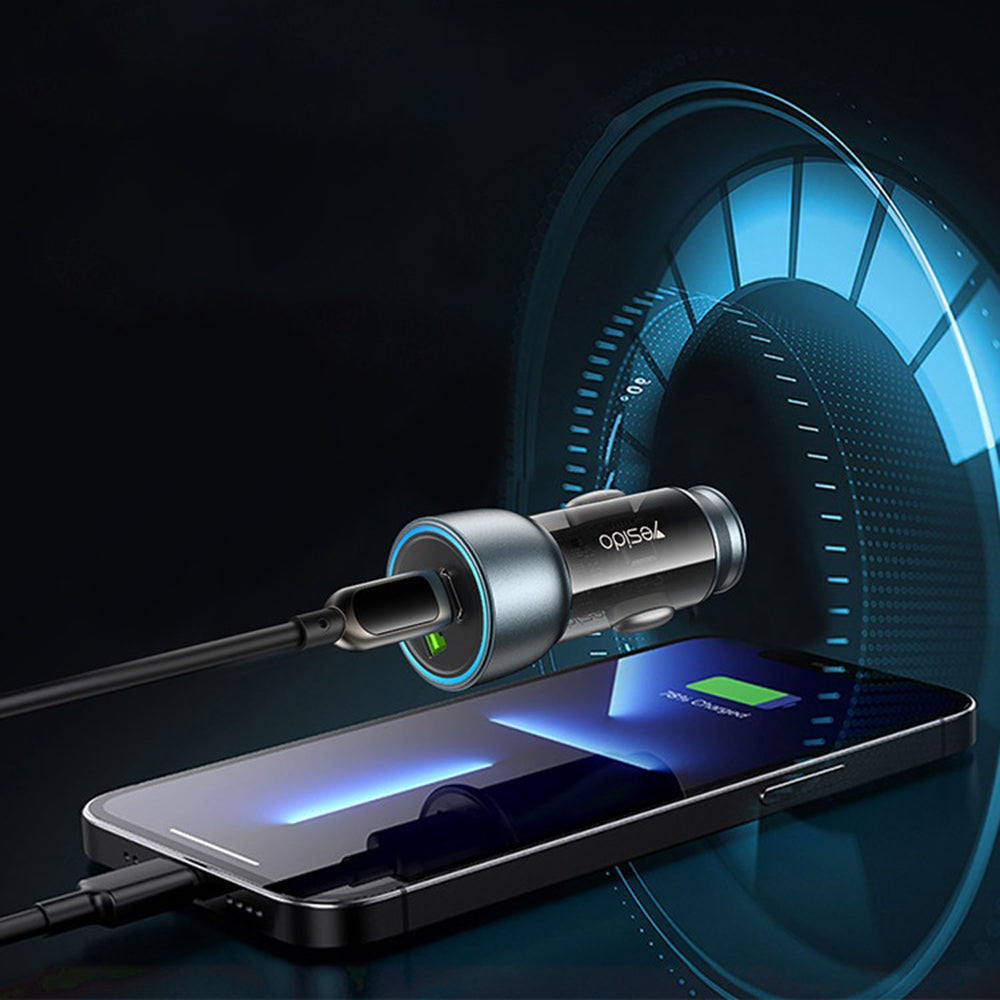 Φορτιστής Αυτοκινήτου Yesido Y49, 30W, 3A, 1 x USB-A - 1 x USB-C, Γκρι