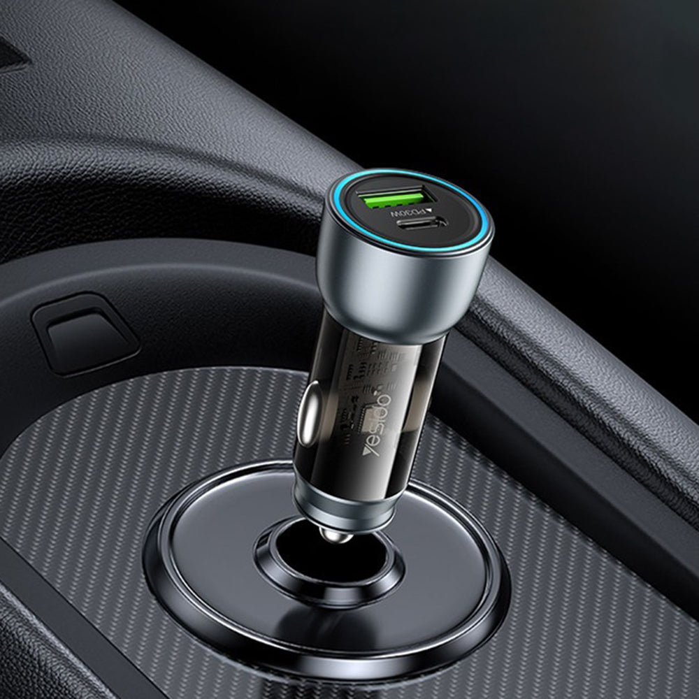 Φορτιστής Αυτοκινήτου Yesido Y49, 30W, 3A, 1 x USB-A - 1 x USB-C, Γκρι