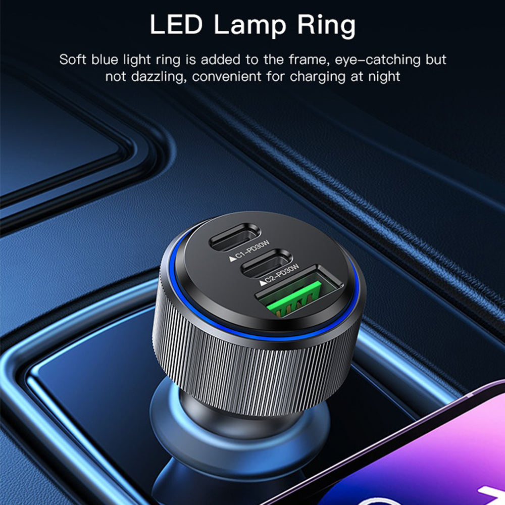 Φορτιστής Αυτοκινήτου Yesido Y50, 60W, 3A, 1 x USB-A - 2 x USB-C, Μαύρο