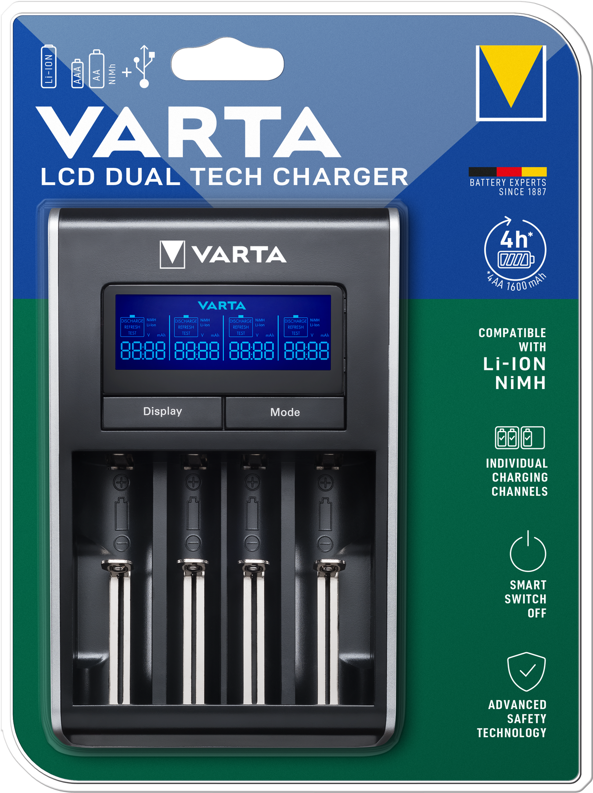 Φορτιστής Μπαταριών Varta, AA / AAA, Μαύρο