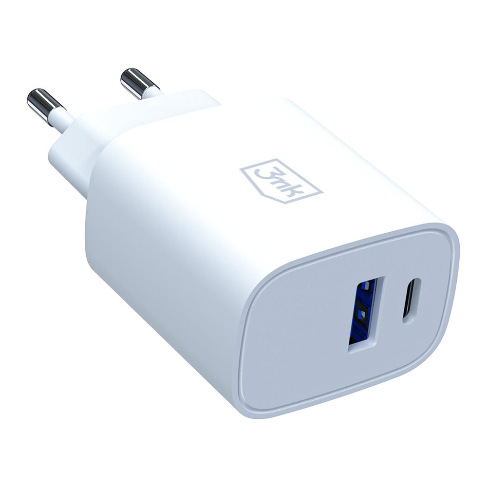 Φορτιστής Δικτύου 3MK FlowPower, 25W, 1 x USB-A - 1 x USB-C, Λευκό
