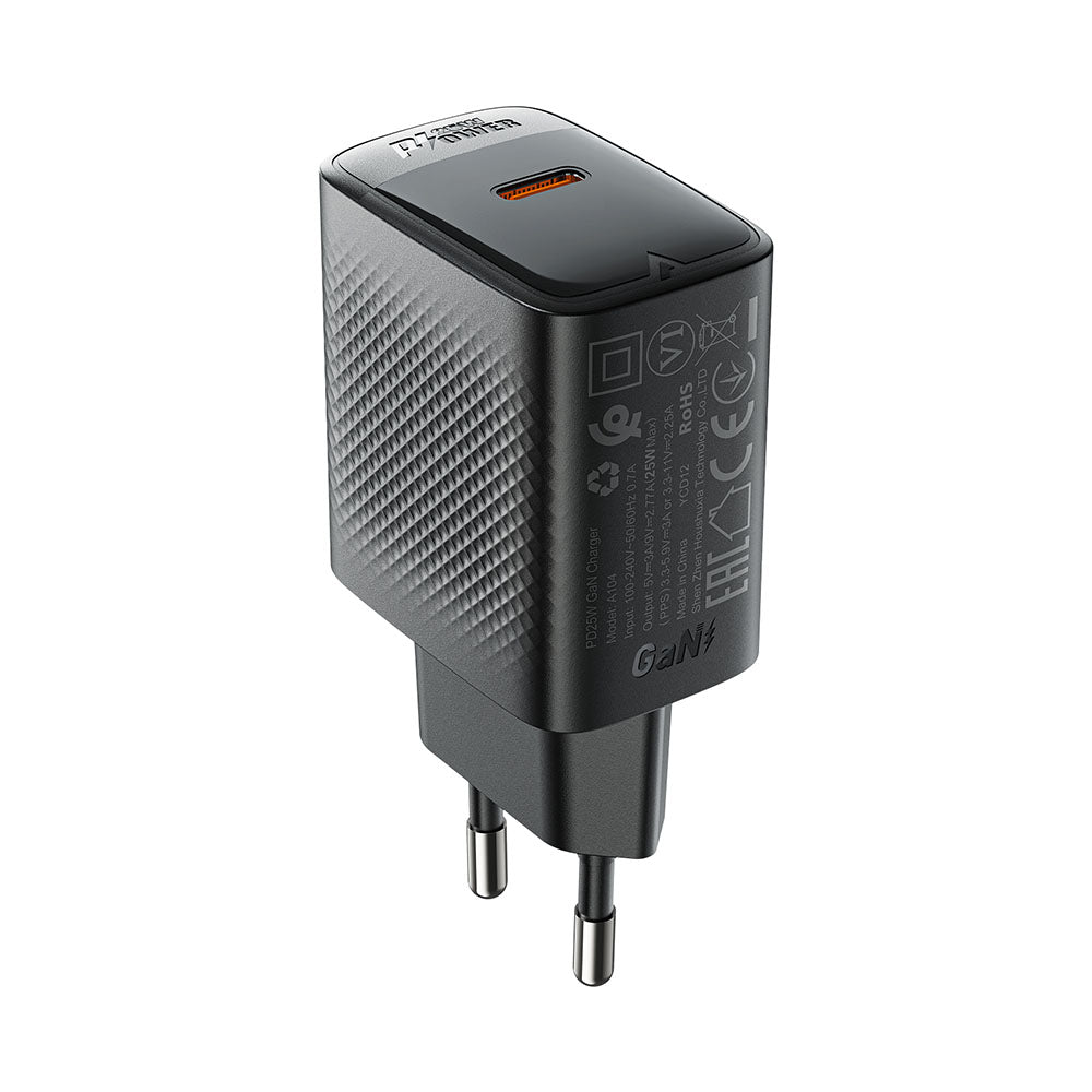 Acefast A104 Network Charger, 25W, 3A, 1 x USB-C, Black