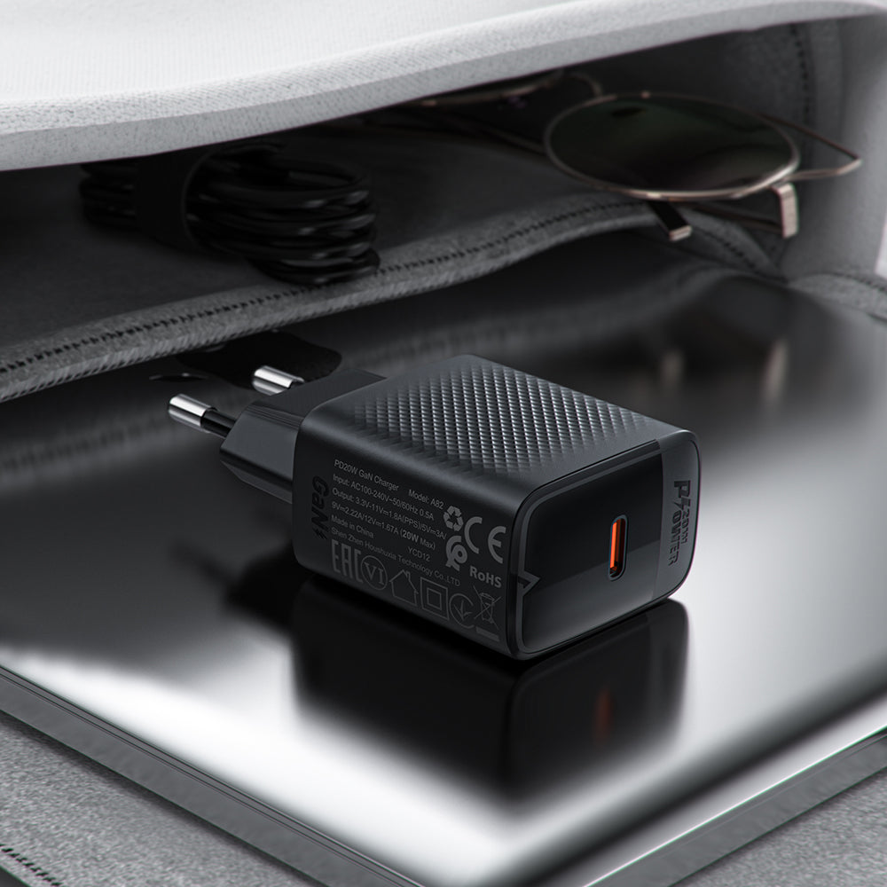 Acefast A82 Network Charger, 20W, 3A, 1 x USB-C, Black