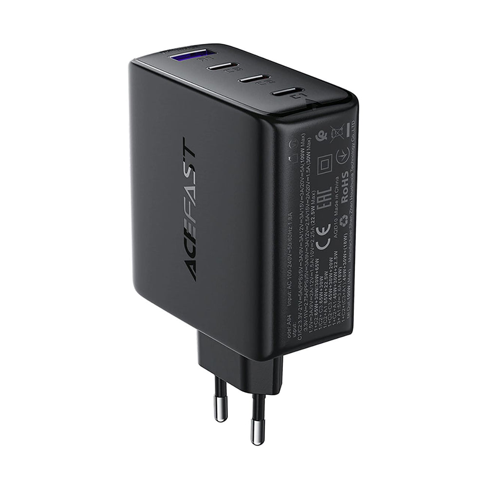 Φορτιστής Δικτύου Acefast A94, 100W, 5A, 1 x USB-A - 3 x USB-C, Μαύρο
