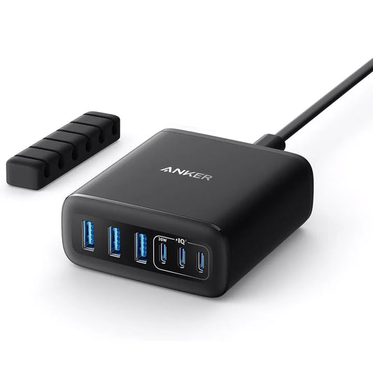 Φορτιστής σταθμού Anker, 112W, 3A, 3 x USB-A - 3 x USB-C, μαύρο A2154G11