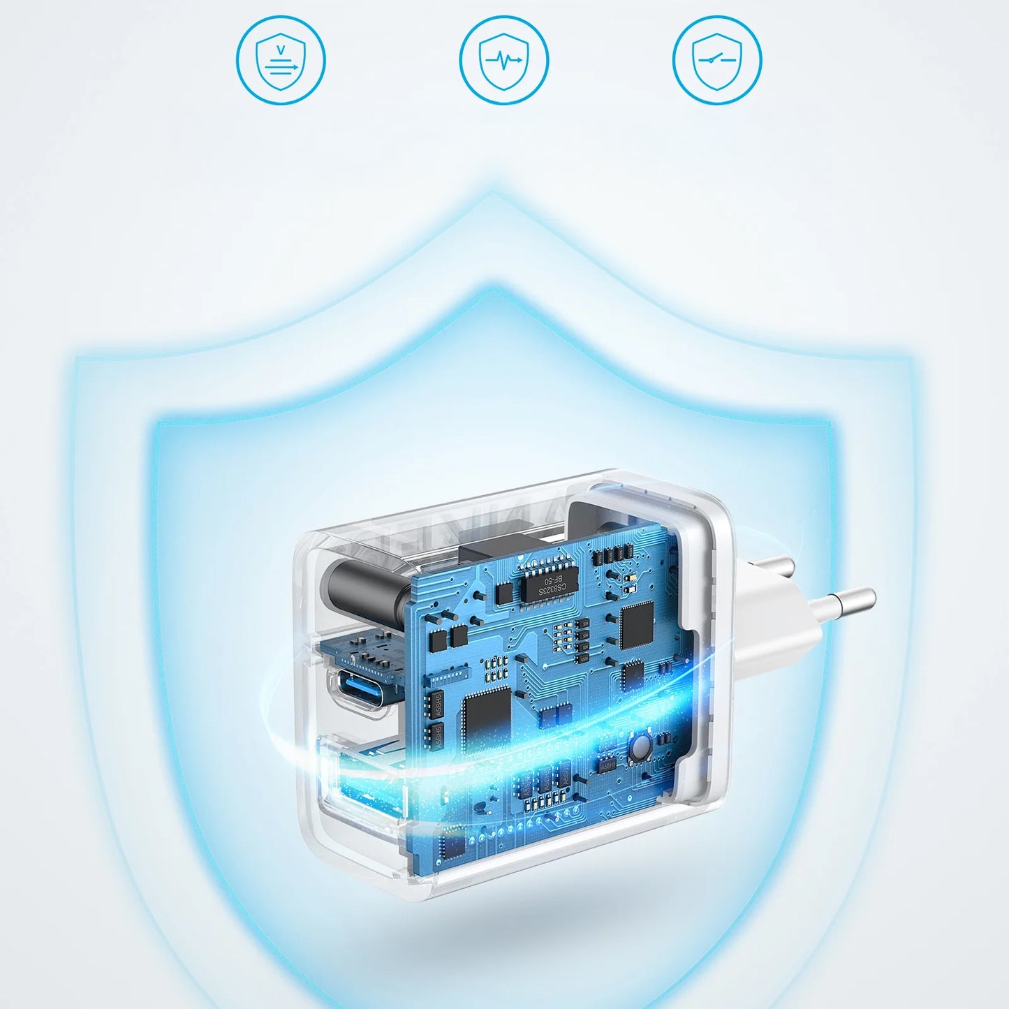 Φορτιστής δικτύου Anker 312, 20W, 3A, 1 x USB-A - 1 x USB-C, λευκό A2348G21