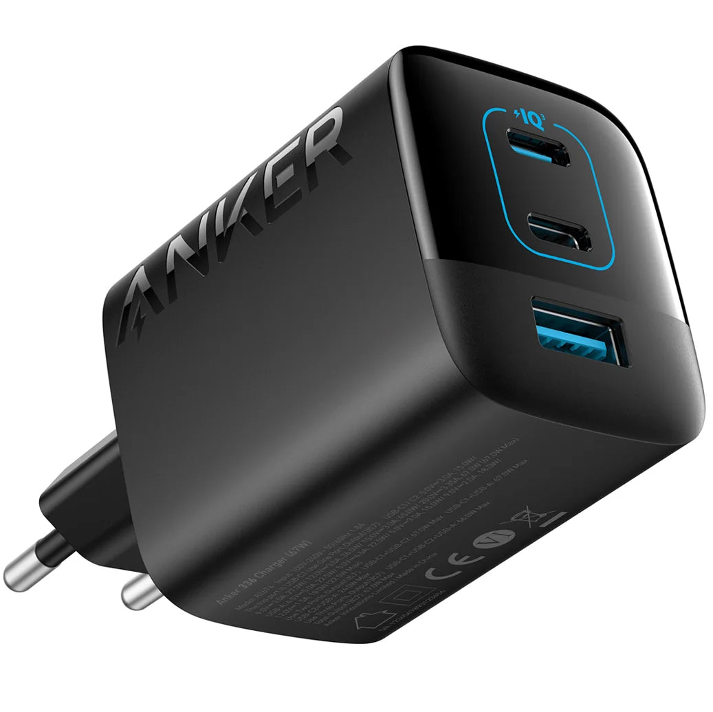 Φορτιστής Δικτύου Anker 336, 67W, 3.25A, 1 x USB-A - 2 x USB-C, Μαύρος A2674G11