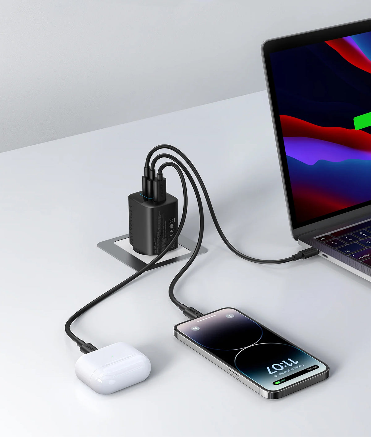 Φορτιστής Δικτύου Anker 336, 67W, 3.25A, 1 x USB-A - 2 x USB-C, Μαύρος A2674G11