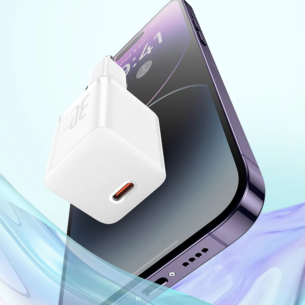 Baseus GaN Mini 1C Network Charger, 30W, 3A, 1 x USB-C, Blue CCGN070603
