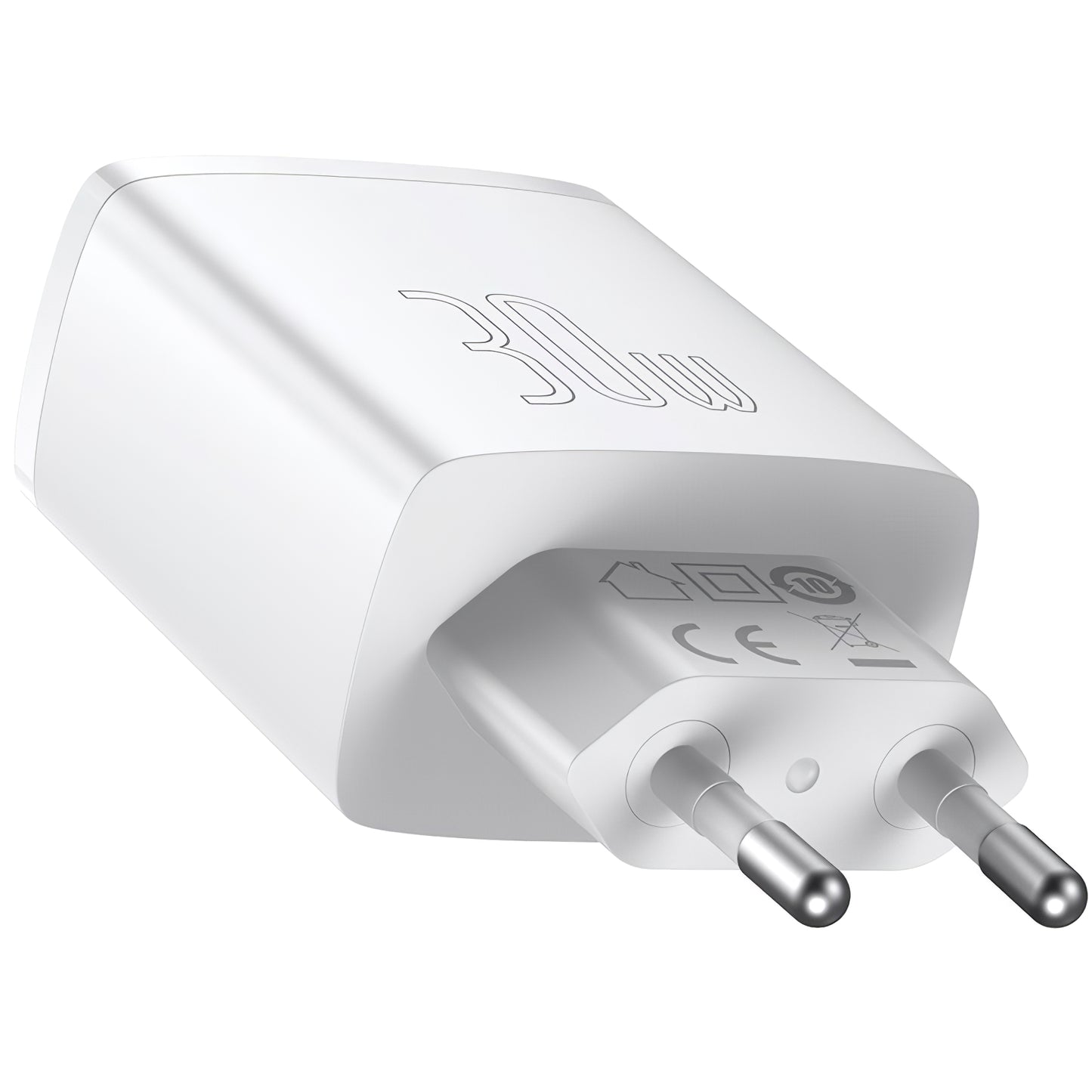 Φορτιστής δικτύου Baseus Compact, 30W, 1 x USB-C - 2 x USB-A, λευκό CCXJ-E02