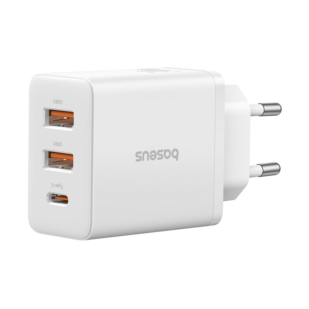 Φορτιστής Δικτύου Baseus Cube, 30W, 3A, 2 x USB-A - 1 x USB-C, Λευκό P10111402213-00