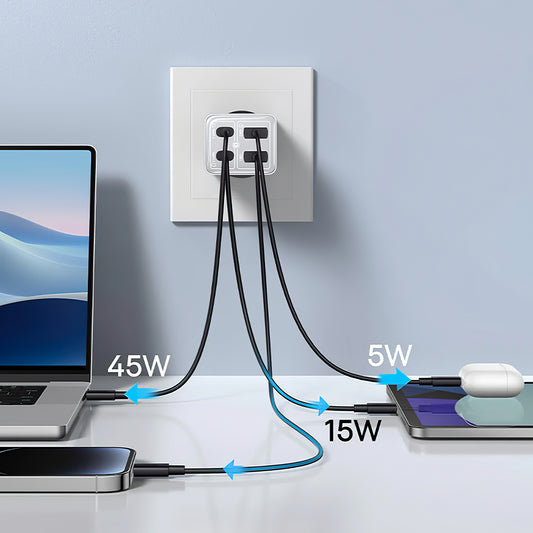 Φορτιστής δικτύου Baseus GaN6 Pro, 65W, 3.25A, 2 x USB-A - 2 x USB-C, Λευκό