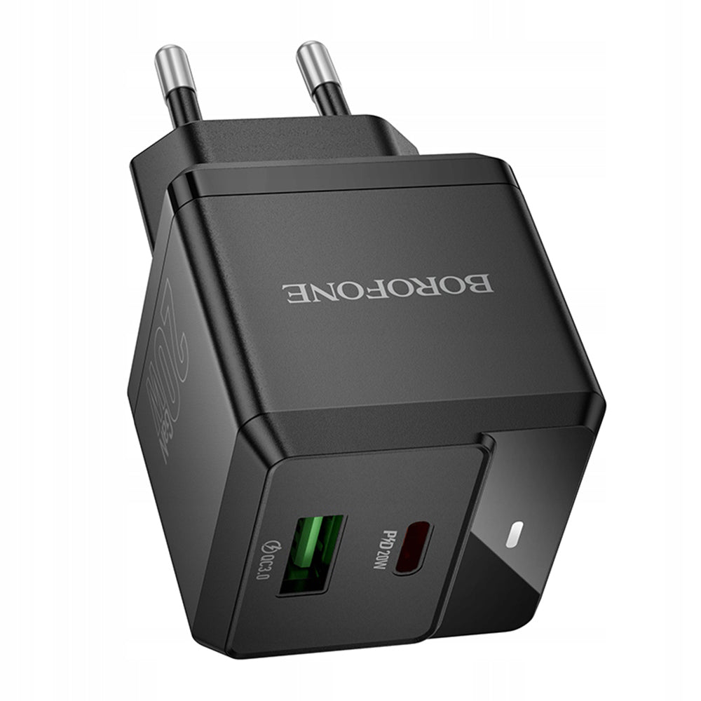 Φορτιστής Δικτύου Borofone BN19 Intenso, 20W, 3A, 1 x USB-A - 1 x USB-C, Μαύρο