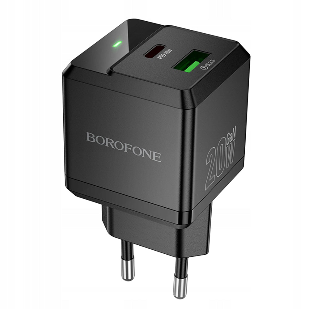 Φορτιστής Δικτύου Borofone BN19 Intenso, 20W, 3A, 1 x USB-A - 1 x USB-C, Μαύρο