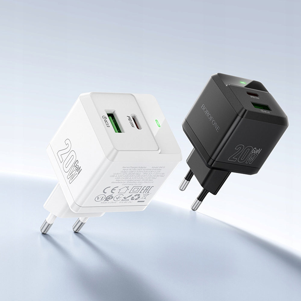 Φορτιστής Δικτύου Borofone BN19 Intenso, 20W, 3A, 1 x USB-A - 1 x USB-C, Μαύρο