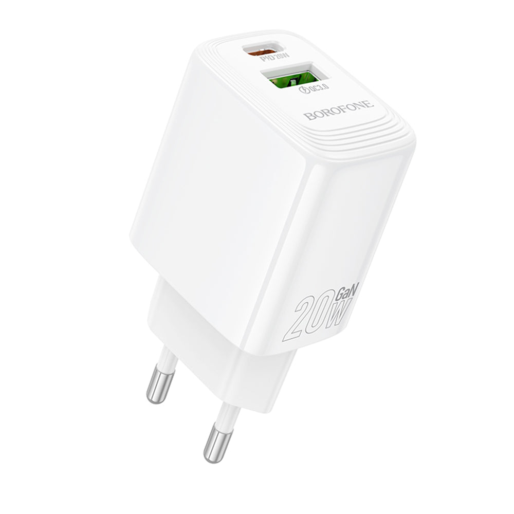 Φορτιστής Δικτύου Borofone BN27 Fuente, 20W, 3A, 1 x USB-A - 1 x USB-C, Λευκό