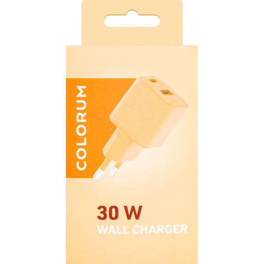 Φορτιστής δικτύου Colourum CLS30-AC-14, 30W, 3A, 1 x USB-A - 1 x USB-C, πορτοκαλί