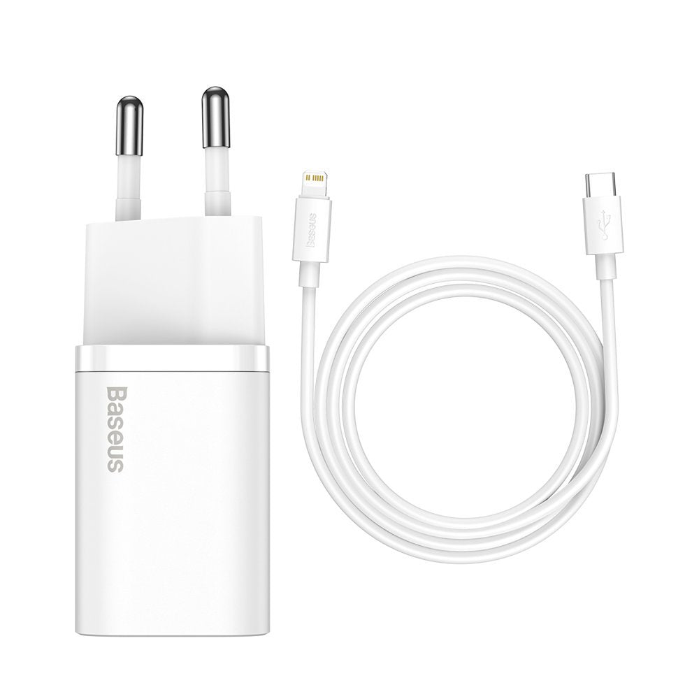 Φορτιστής δικτύου Baseus Super Si με καλώδιο Lightning, 20W, 3A, 1 x USB-C, λευκό TZCCCSUP-B02
