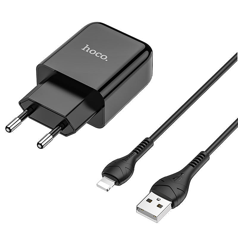 Φορτιστής Δικτύου με Καλώδιο Lightning HOCO N2, 10W, 2A, 1 x USB-A, Μαύρο