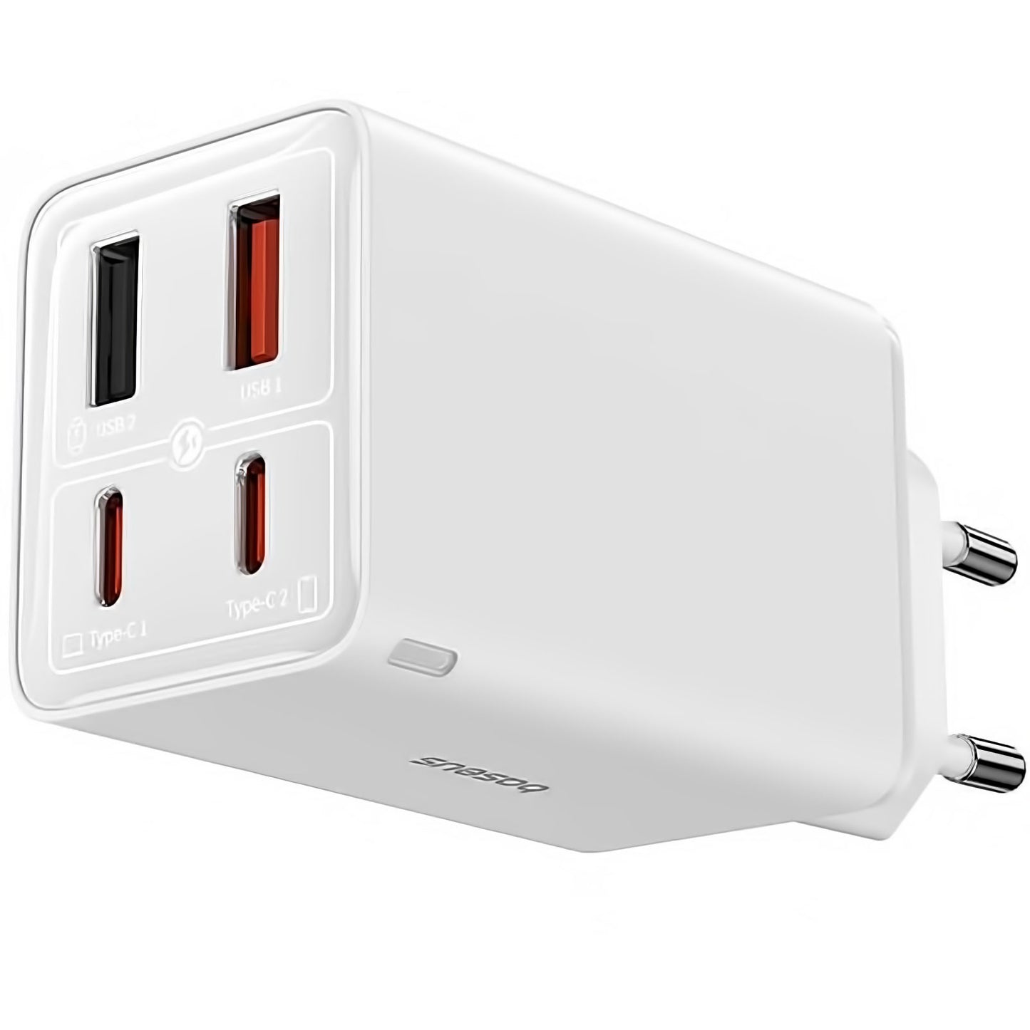 Baseus GaN6 Pro Network Charger with USB-C Cable, 100W, 3.25A, 2 x USB-A - 2 x USB-C, White P10162705212-00