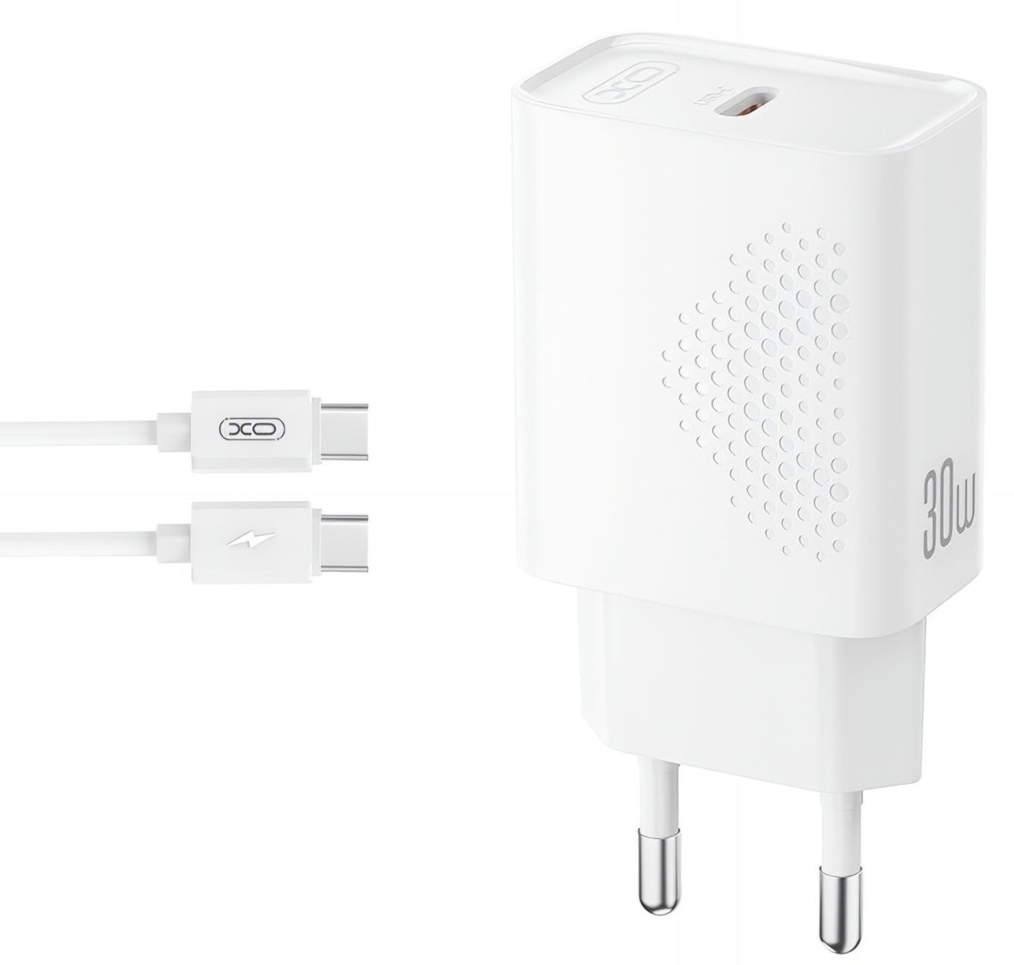 Φορτιστής Δικτύου με Καλώδιο USB-C XO Design L162, 30W, 3A, 1 x USB-C, Λευκό