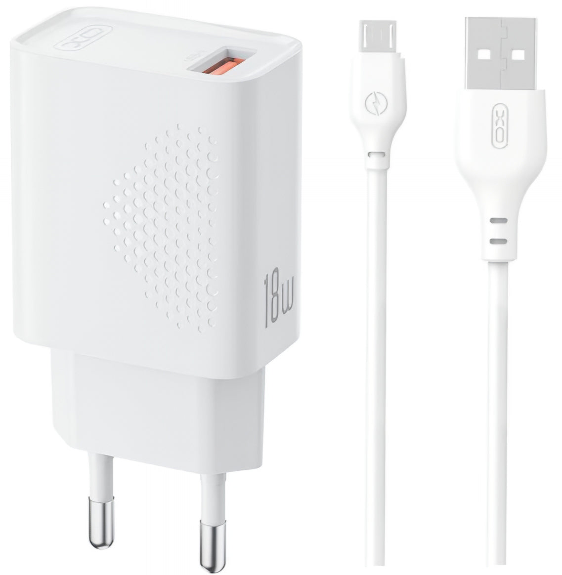Φορτιστής Δικτύου με Καλώδιο microUSB XO Design L159, 18W, 3A, 1 x USB-A, Λευκό