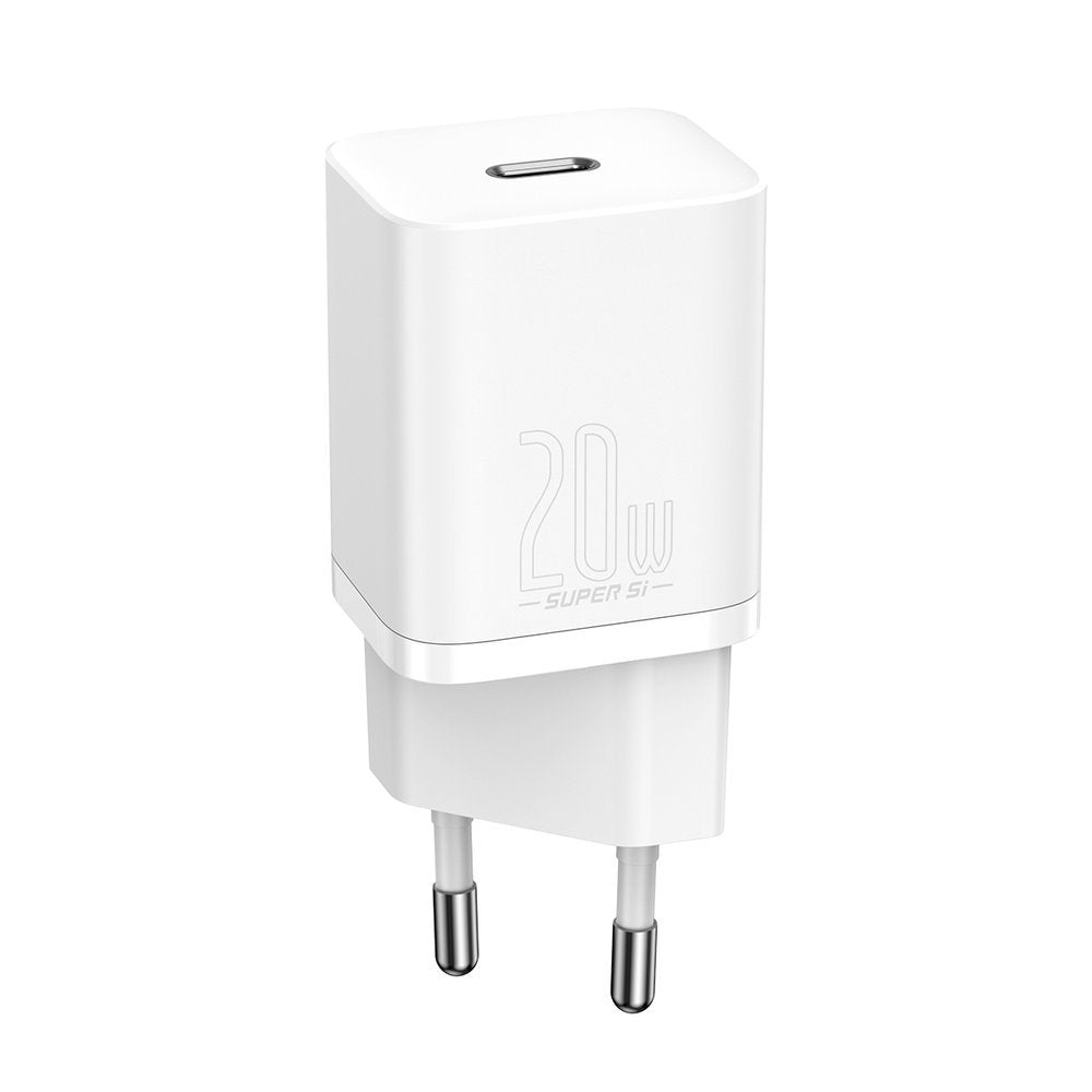 Φορτιστής δικτύου Baseus Super Si με καλώδιο Lightning, 20W, 3A, 1 x USB-C, λευκό TZCCCSUP-B02