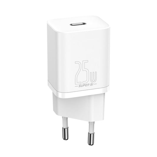 Baseus Super Si φορτιστής δικτύου USB-C με καλώδιο USB-C, 25W, 3A, 1 x USB-C, λευκό TZCCCSUP-L02