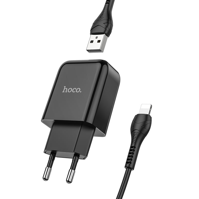 Φορτιστής Δικτύου με Καλώδιο Lightning HOCO N2, 10W, 2A, 1 x USB-A, Μαύρο