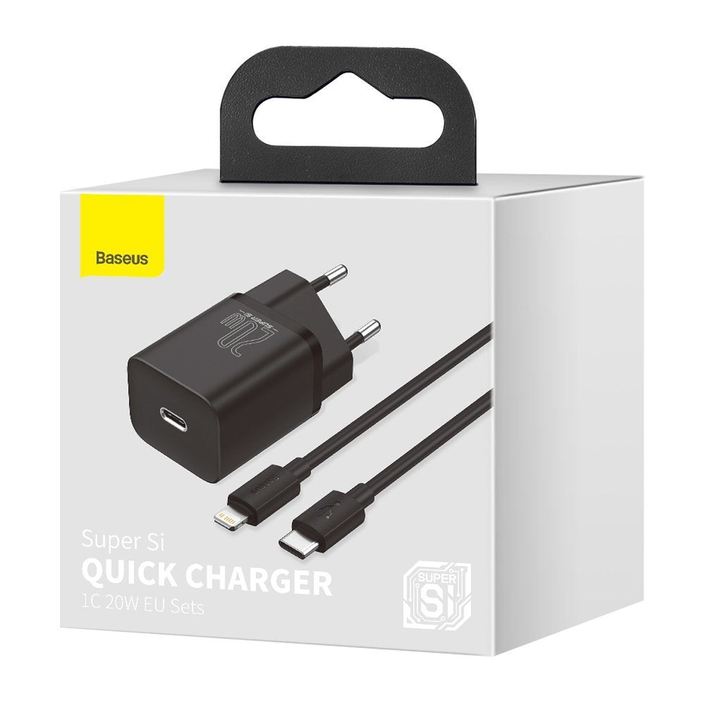 Baseus Super Si Network Charger with Lightning Cable, 20W, 3A, 1 x USB-C, Black TZCCCSUP-B01
